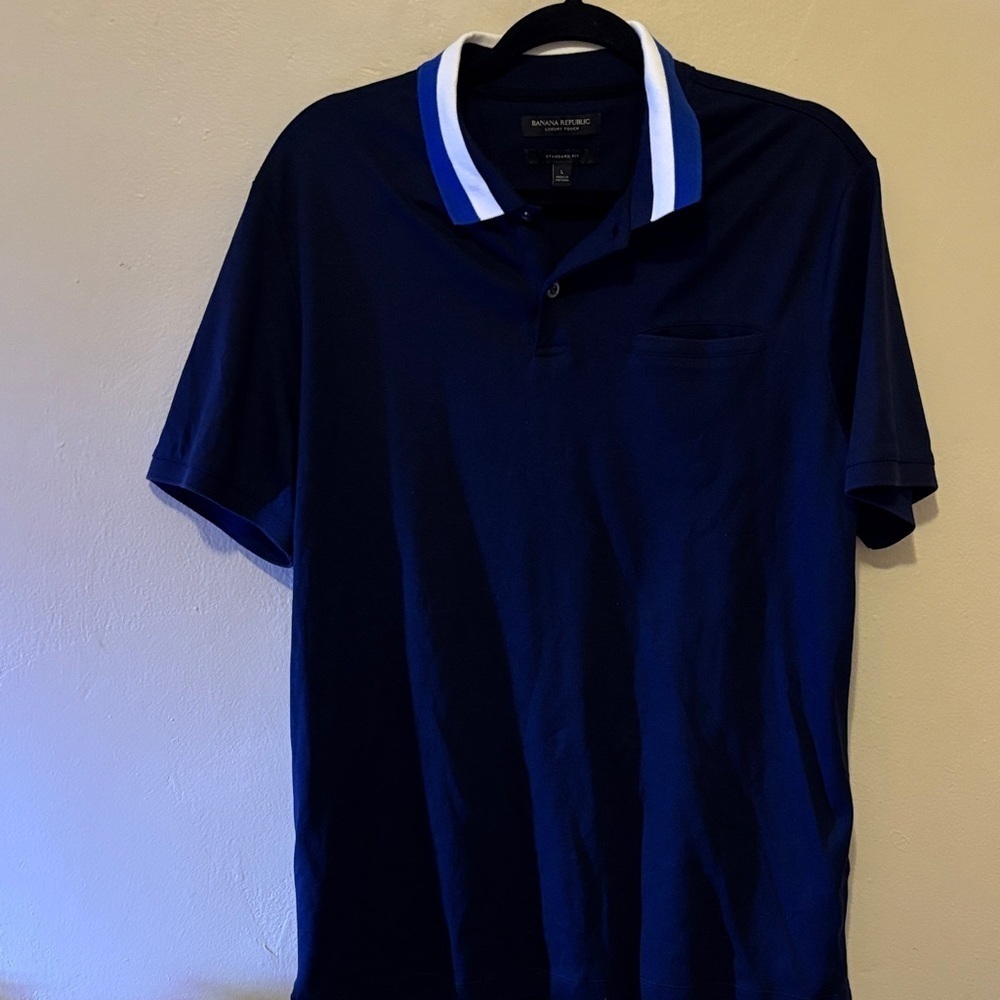 Banana Republic Dark Blue Polo with White Collar